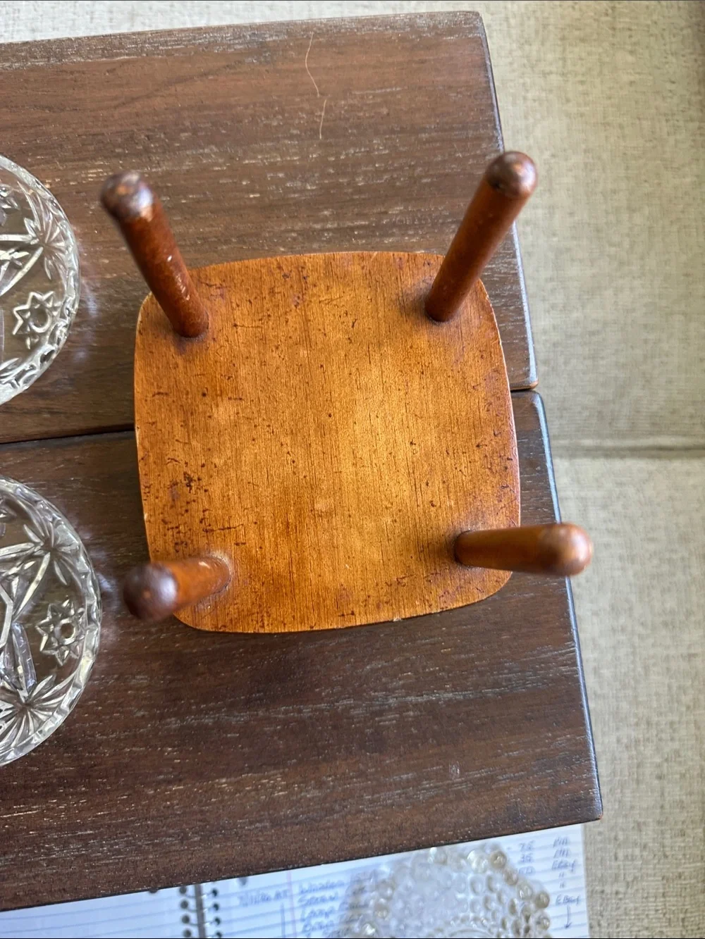 Vintage Anchor Hocking Mid-Century ‘Star of David’ Coaster Set w/Wooden Stand